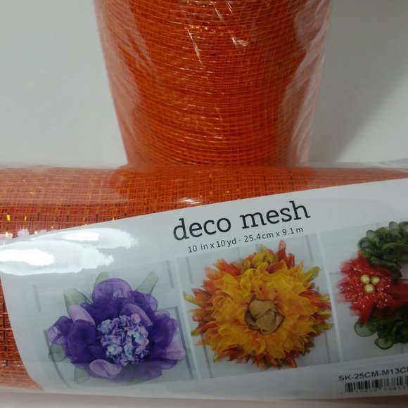 2 Rolls Deco Mesh Wreath Making & Crafts Orange - Picture 3 of 4